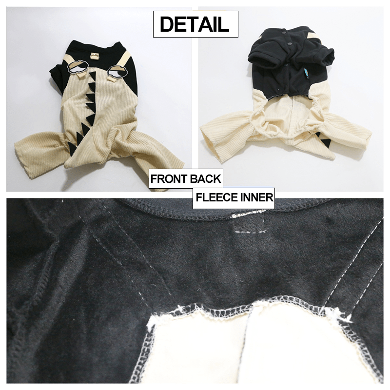 Dachshund Clothes Dog Onesies Dinosaur Suits 4Legs Cover Black White - PIKAPIKA