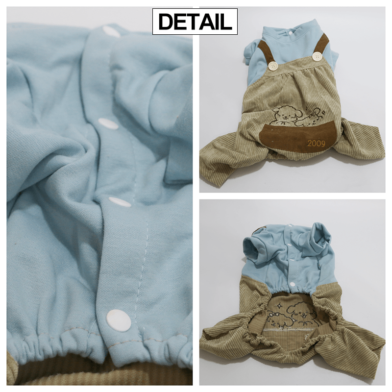 Dachshund Clothes Dog Onesies Two - in - one Overalls Blue - PIKAPIKA