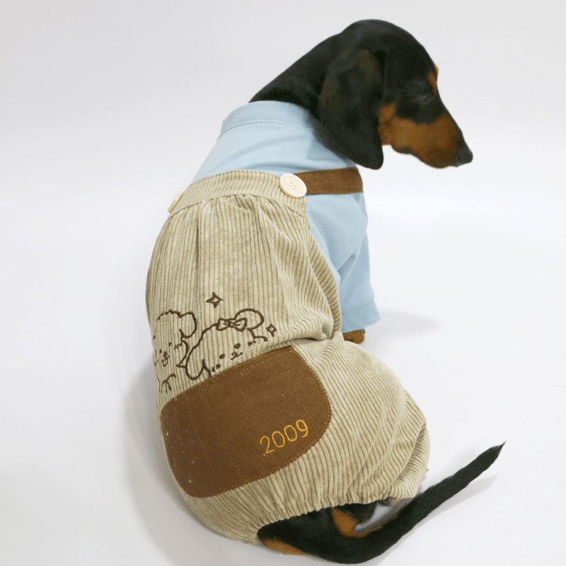 Dachshund Clothes Dog Onesies Two - in - one Overalls Blue - PIKAPIKA