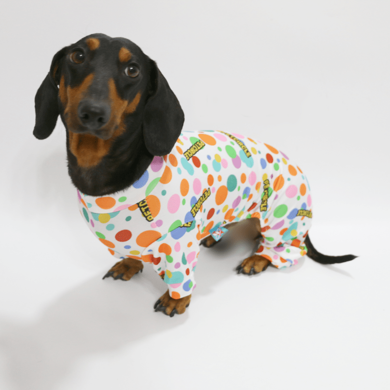Dachshund Clothes Dog Pajamas 4Legs Onesies Polka Dots Soft Sleep Wear - PIKAPIKA