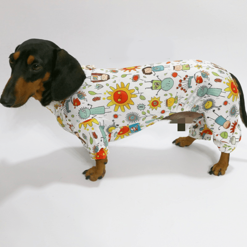 Dachshund Clothes Dog Pajamas 4Legs Onesies Polka Dots Soft Sleep Wear - PIKAPIKA