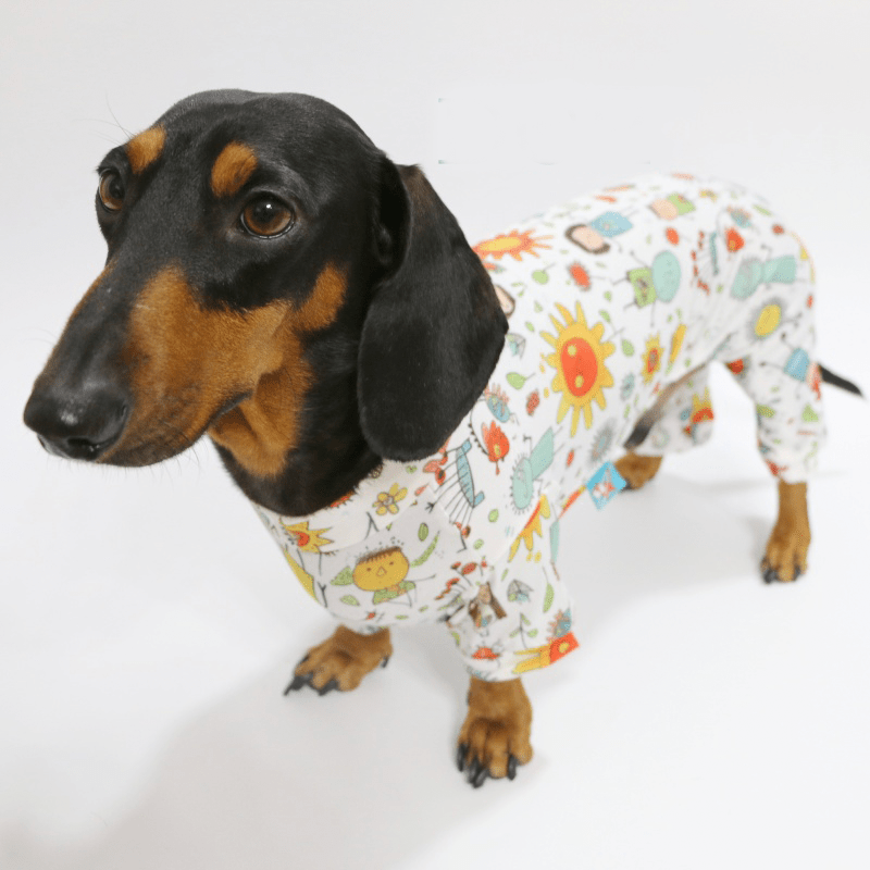 Dachshund Clothes Dog Pajamas 4Legs Onesies Polka Dots Soft Sleep Wear - PIKAPIKA