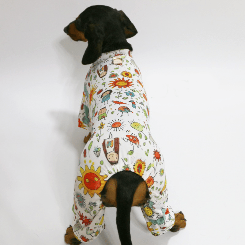 Dachshund Clothes Dog Pajamas 4Legs Onesies Polka Dots Soft Sleep Wear - PIKAPIKA
