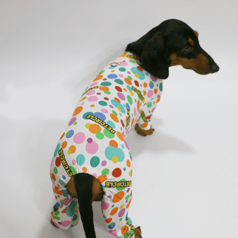 Dachshund Clothes Dog Pajamas 4Legs Onesies Polka Dots Soft Sleep Wear - PIKAPIKA