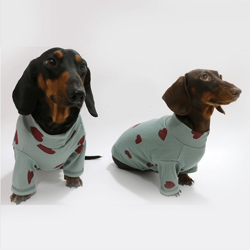 Dachshund Clothes Dog Shirt Soft Knit Wear Love Heart - PIKAPIKA