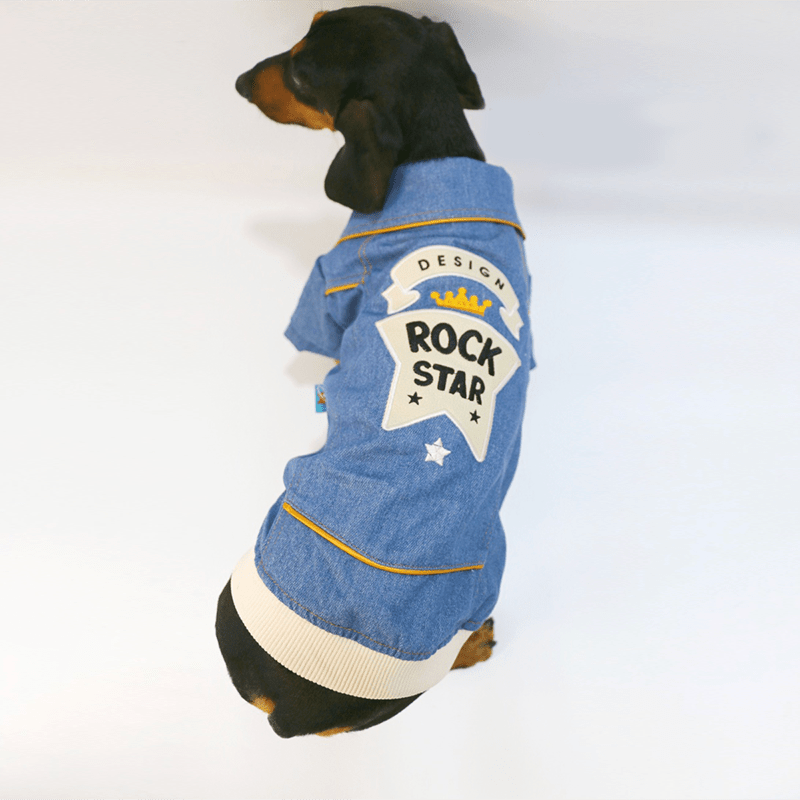 Dachshund Dog Clothes Denim Hoodie Jacket Button Shirt Coat - PIKAPIKA