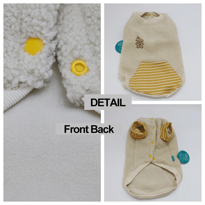 Dachshund Dog Clothes Fleece Button Coat Warm - PIKAPIKA