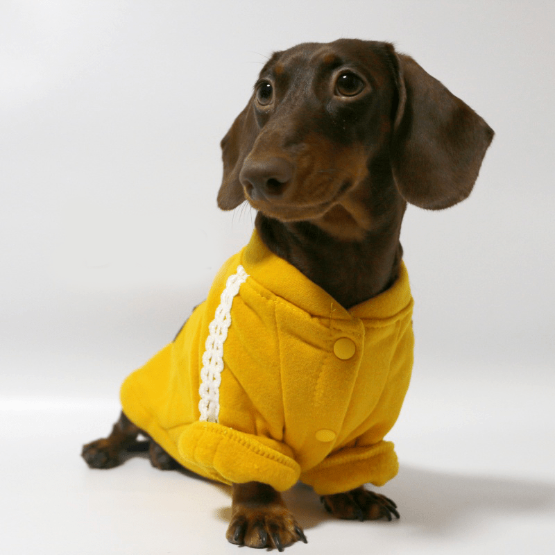 Dachshund Dog Clothes Fleece Button Jacket Warm Coat - PIKAPIKA