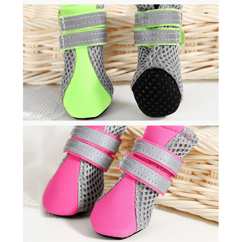 Dog Boots Non - Slip Pet Shoes Waterproof Velcro Strap Mesh - PIKAPIKA