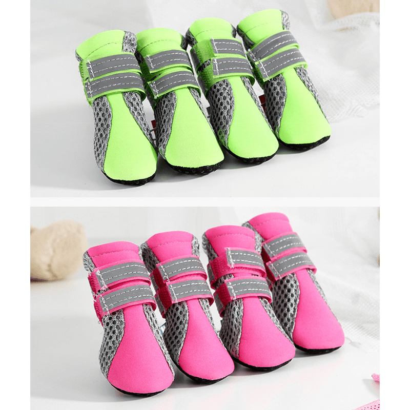 Dog Boots Non - Slip Pet Shoes Waterproof Velcro Strap Mesh - PIKAPIKA