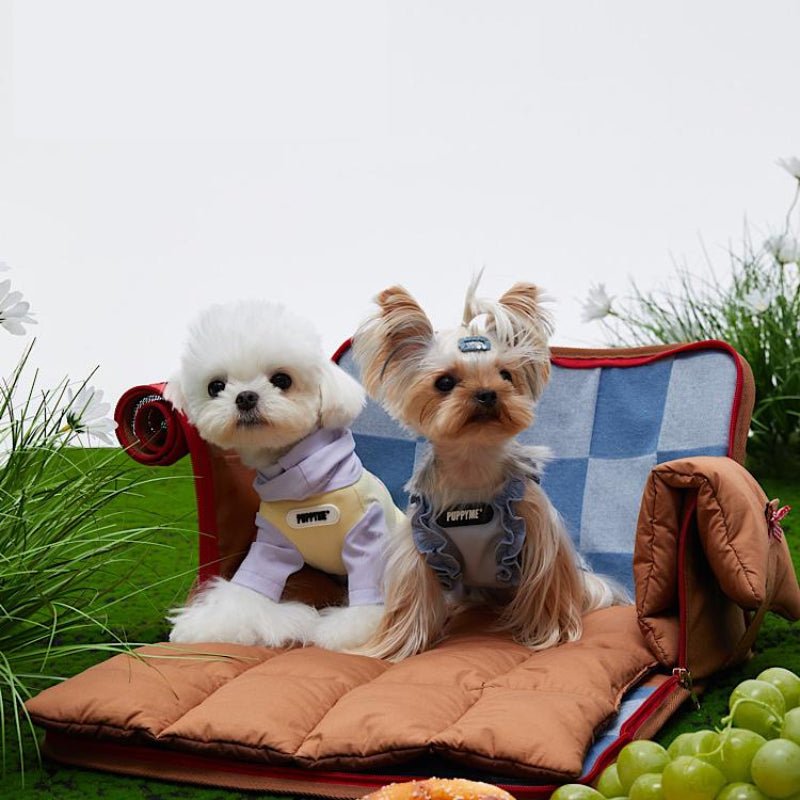 Dog Carrier Cotton Denim Portable Car Seat with Soft Padded for Bichon Maltese - PIKAPIKA