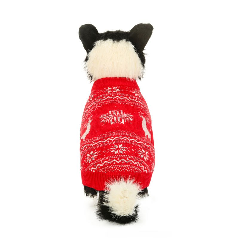Dog Christmas Sweater Knit Wear Cat Sweater Holiday Clothes Red - PIKAPIKA