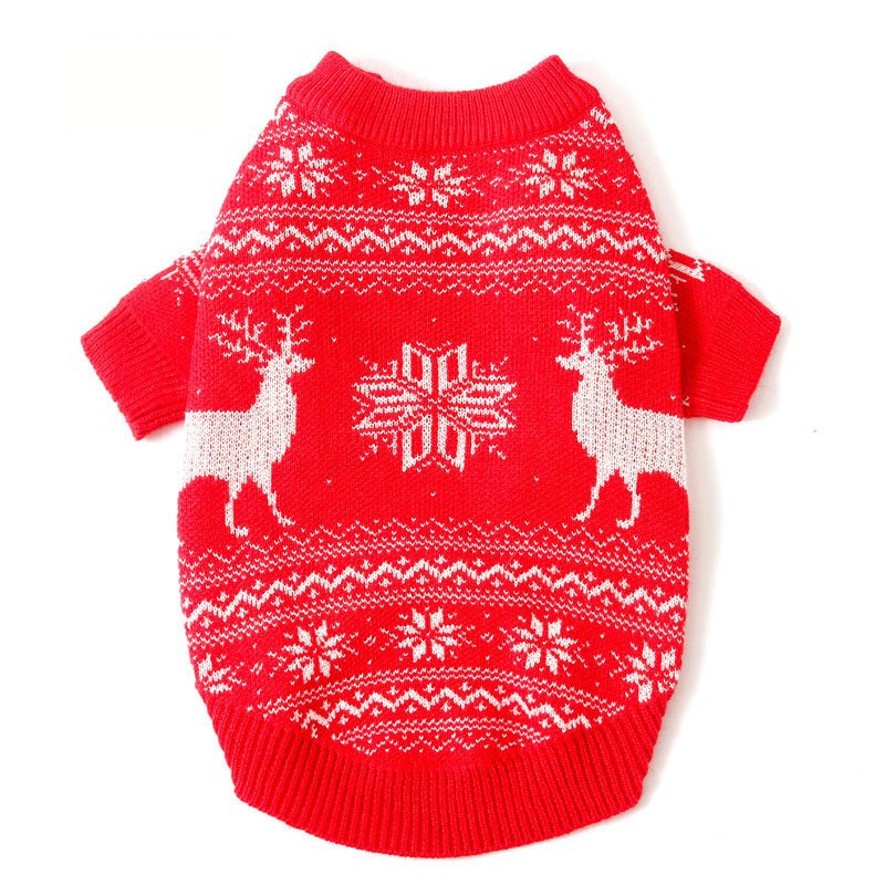 Dog Christmas Sweater Knit Wear Cat Sweater Holiday Clothes Red - PIKAPIKA