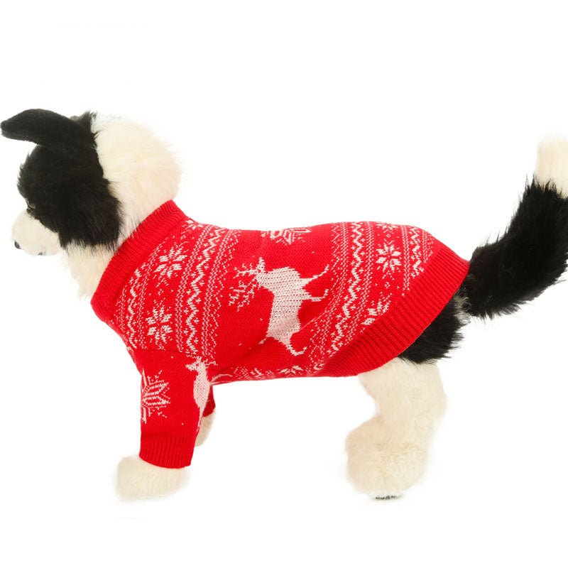 Dog Christmas Sweater Knit Wear Cat Sweater Holiday Clothes Red - PIKAPIKA