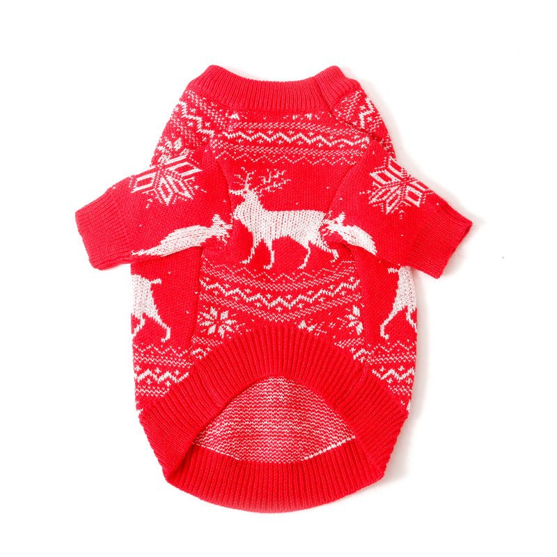 Dog Christmas Sweater Knit Wear Cat Sweater Holiday Clothes Red - PIKAPIKA