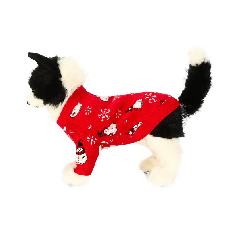 Dog Christmas Sweater Knit Wear Cat Sweater Holiday Clothes Red Cute - PIKAPIKA
