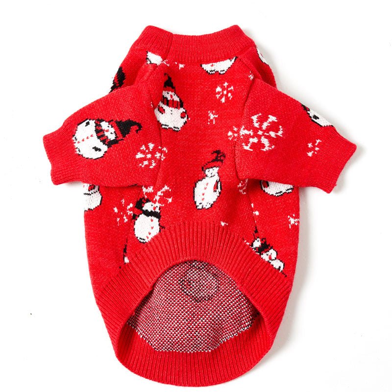 Dog Christmas Sweater Knit Wear Cat Sweater Holiday Clothes Red Cute - PIKAPIKA