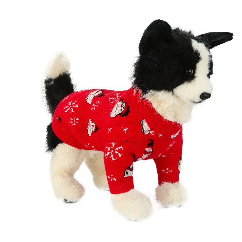 Dog Christmas Sweater Knit Wear Cat Sweater Holiday Clothes Red Cute - PIKAPIKA