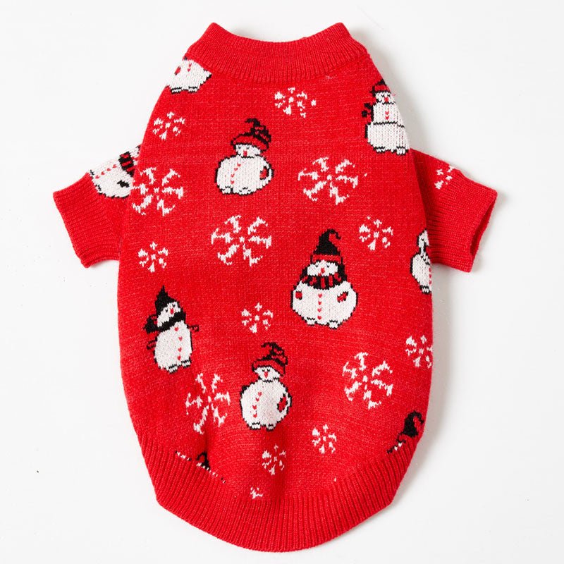 Dog Christmas Sweater Knit Wear Cat Sweater Holiday Clothes Red Cute - PIKAPIKA