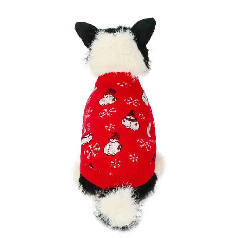 Dog Christmas Sweater Knit Wear Cat Sweater Holiday Clothes Red Cute - PIKAPIKA
