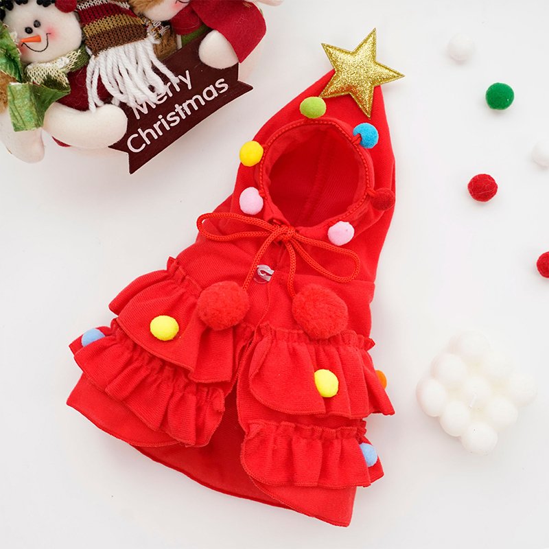 Dog Clothes Christmas Cloak Velevet Coat - PIKAPIKA