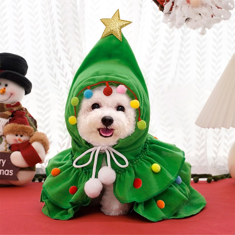 Dog Clothes Christmas Cloak Velevet Coat - PIKAPIKA