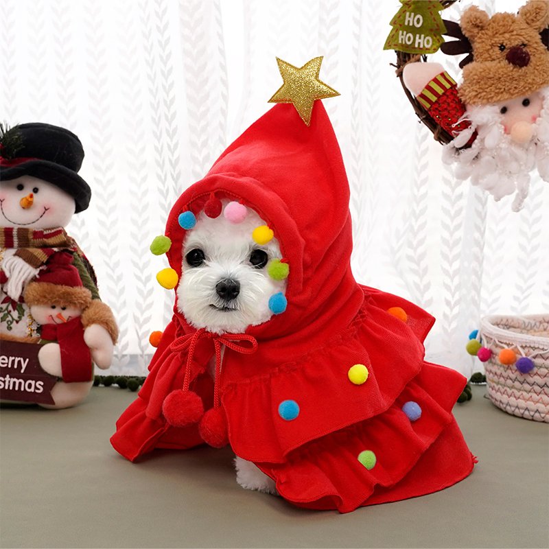 Dog Clothes Christmas Cloak Velevet Coat - PIKAPIKA