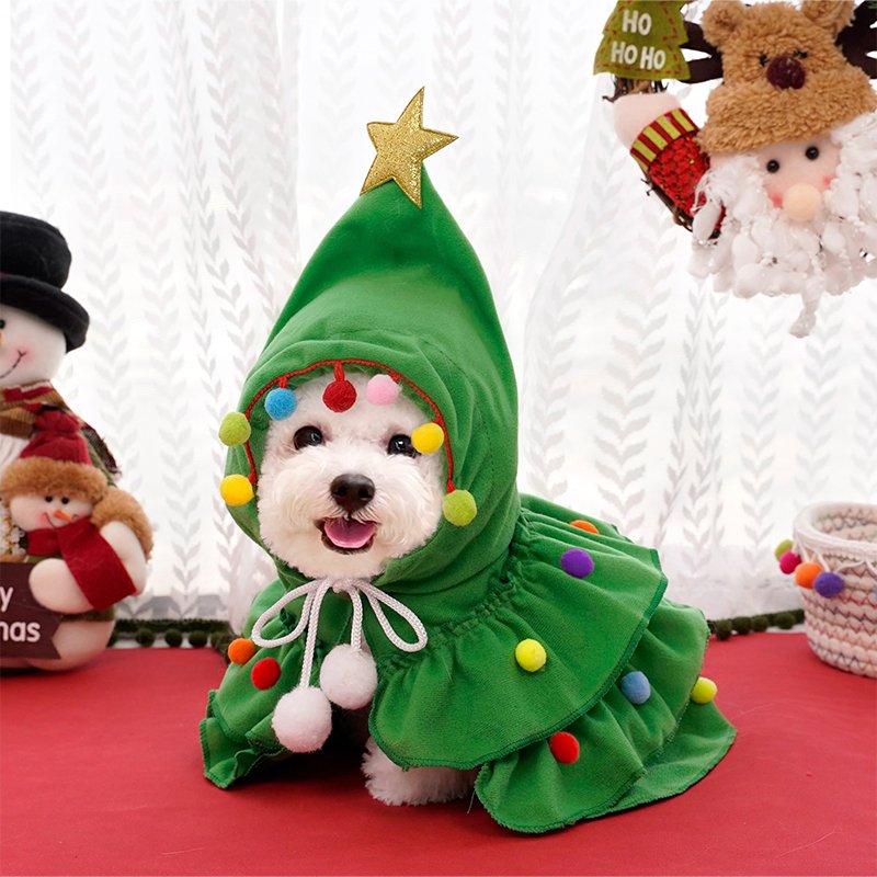 Dog Clothes Christmas Cloak Velevet Coat - PIKAPIKA