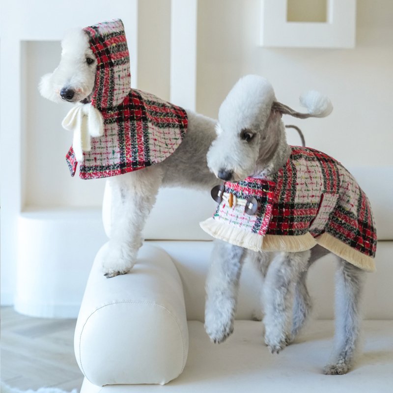 Dog Clothes Christmas Coat Bedlington Tweed Cloak - PIKAPIKA