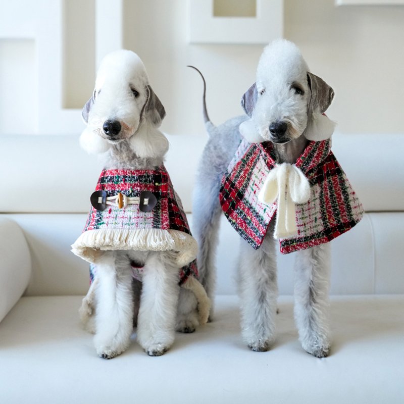 Dog Clothes Christmas Coat Bedlington Tweed Cloak - PIKAPIKA