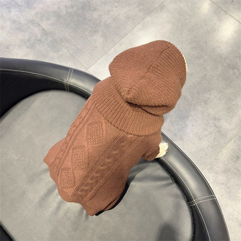 Dog Clothes Knit Sweater Onesie with Hat Bulldog Pug - PIKAPIKA