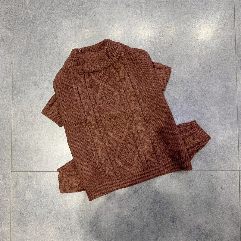 Dog Clothes Knit Sweater Onesie with Hat Bulldog Pug - PIKAPIKA