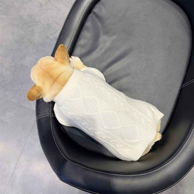 Dog Clothes Knit Sweater Onesie with Hat Bulldog Pug - PIKAPIKA