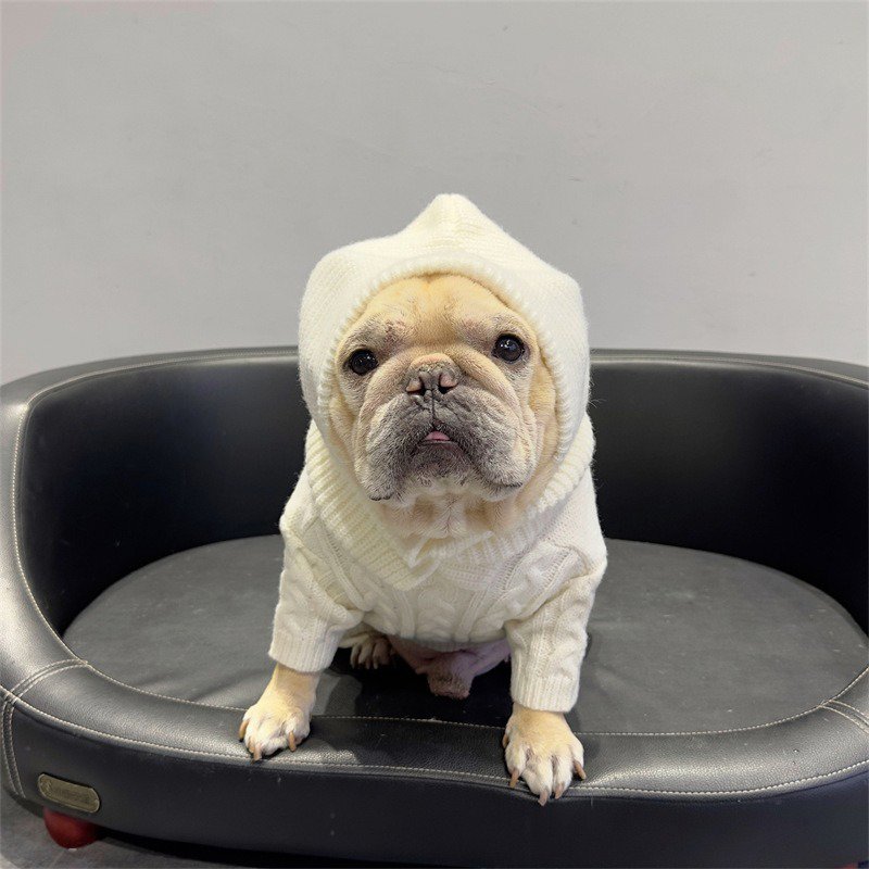 Dog Clothes Knit Sweater Onesie with Hat Bulldog Pug - PIKAPIKA