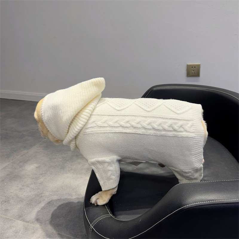 Dog Clothes Knit Sweater Onesie with Hat Bulldog Pug - PIKAPIKA