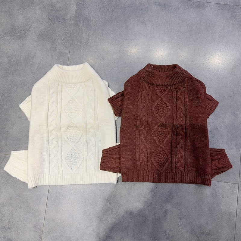 Dog Clothes Knit Sweater Onesie with Hat Bulldog Pug - PIKAPIKA