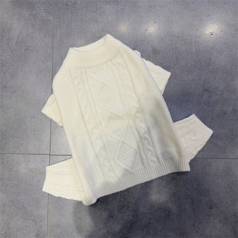 Dog Clothes Knit Sweater Onesie with Hat Bulldog Pug - PIKAPIKA