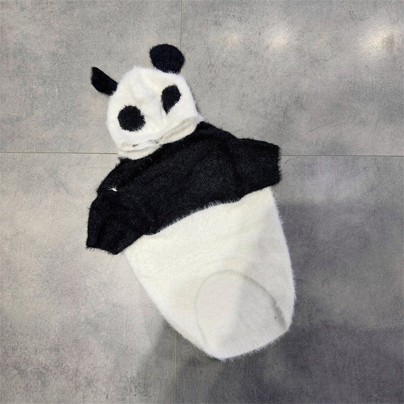 Dog Clothes Knit Sweater Panda Costume Hoodie Bulldog Pug - PIKAPIKA