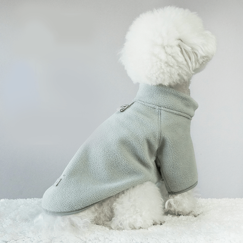 Dog Clothes Polar Fleece Zip Jacket with Leash D Ring Back - PIKAPIKA