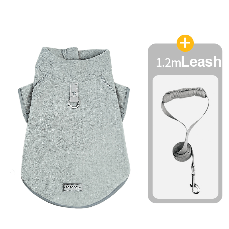 Dog Clothes Polar Fleece Zip Jacket with Leash D Ring Back - PIKAPIKA