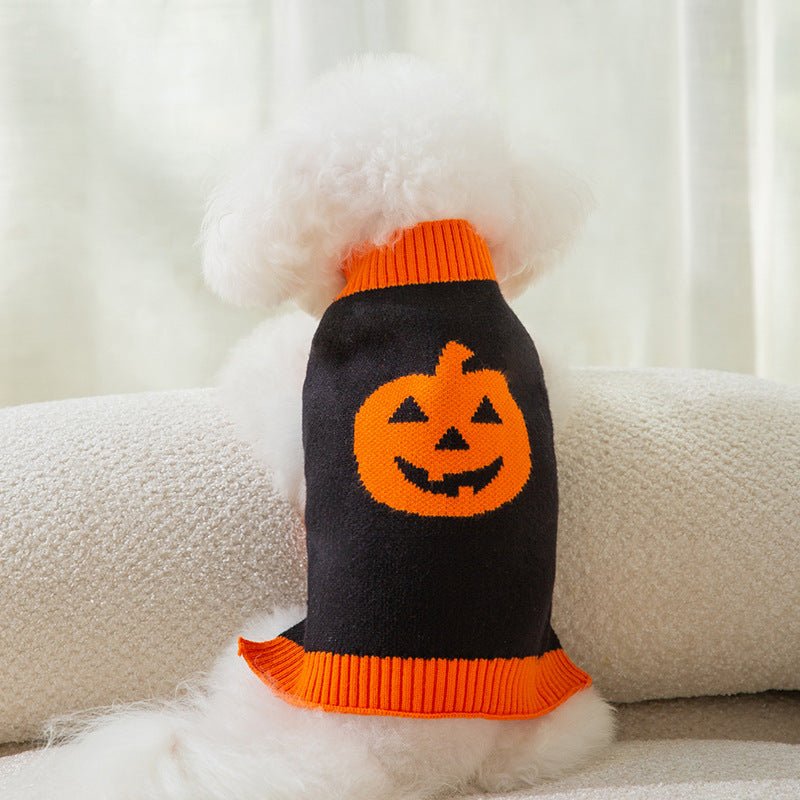 Dog Clothes Pumpkin Knitted Sweater Halloween Costume - PIKAPIKA
