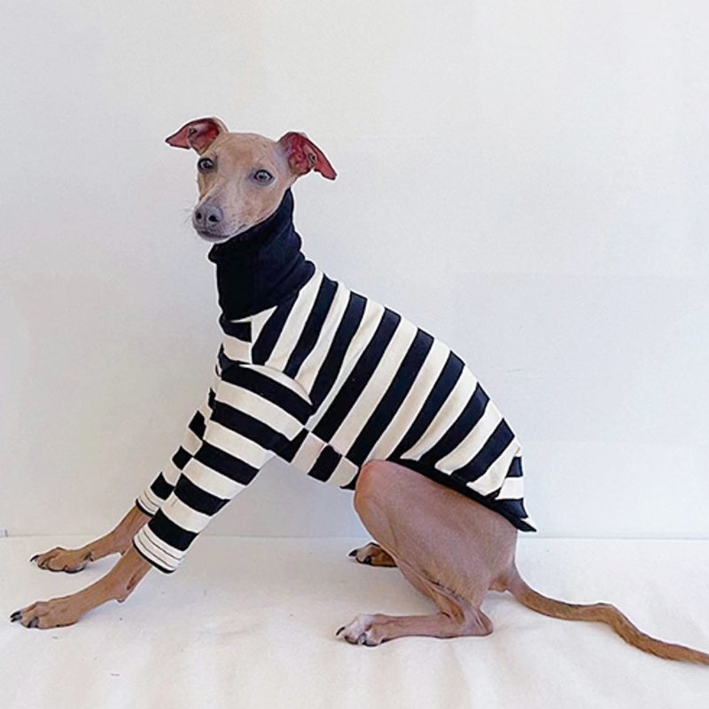 Dog Clothes Turtleneck Stripe Christmas Shirt Italian Greyhound Whippet - PIKAPIKA