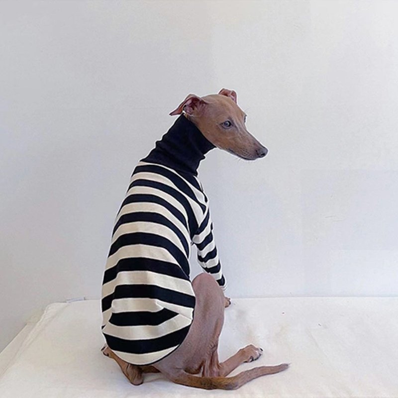 Dog Clothes Turtleneck Stripe Christmas Shirt Italian Greyhound Whippet - PIKAPIKA