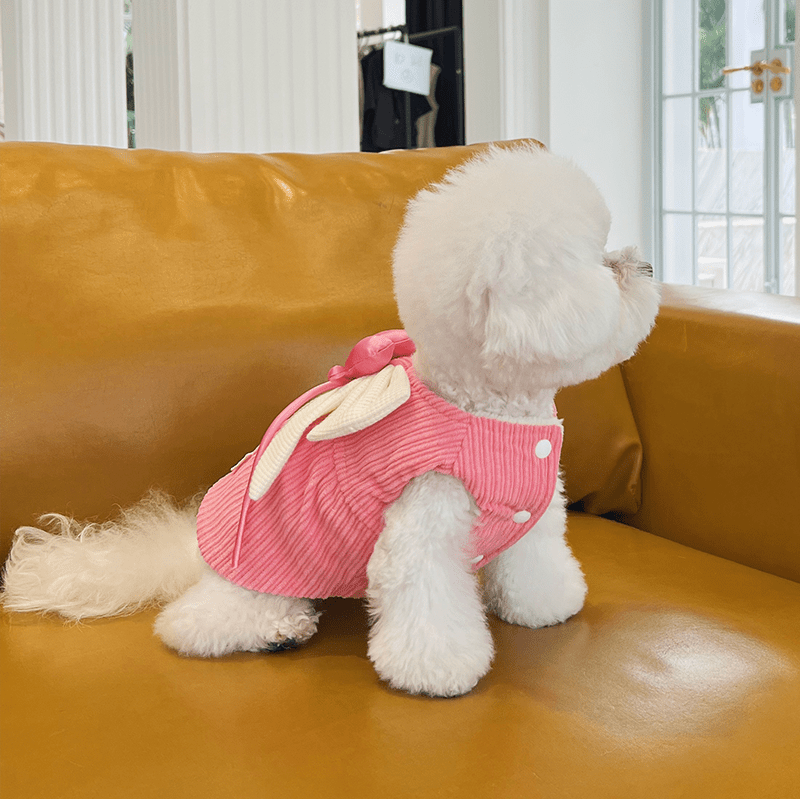 Dog Coat Vest Lady Princess Bowknot Fleece Jacket with Leash Ring - PIKAPIKA