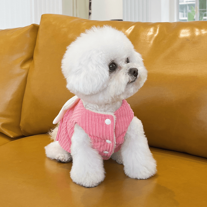 Dog Coat Vest Lady Princess Bowknot Fleece Jacket with Leash Ring - PIKAPIKA