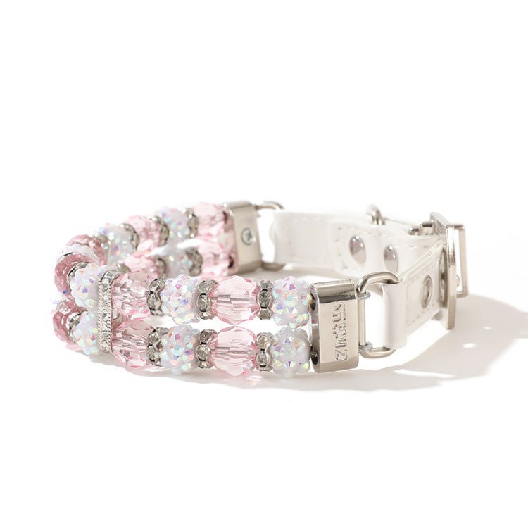 Dog Collar Leash Set Adjustable Bling Rhinestones for Small Medium Puppy - PIKAPIKA