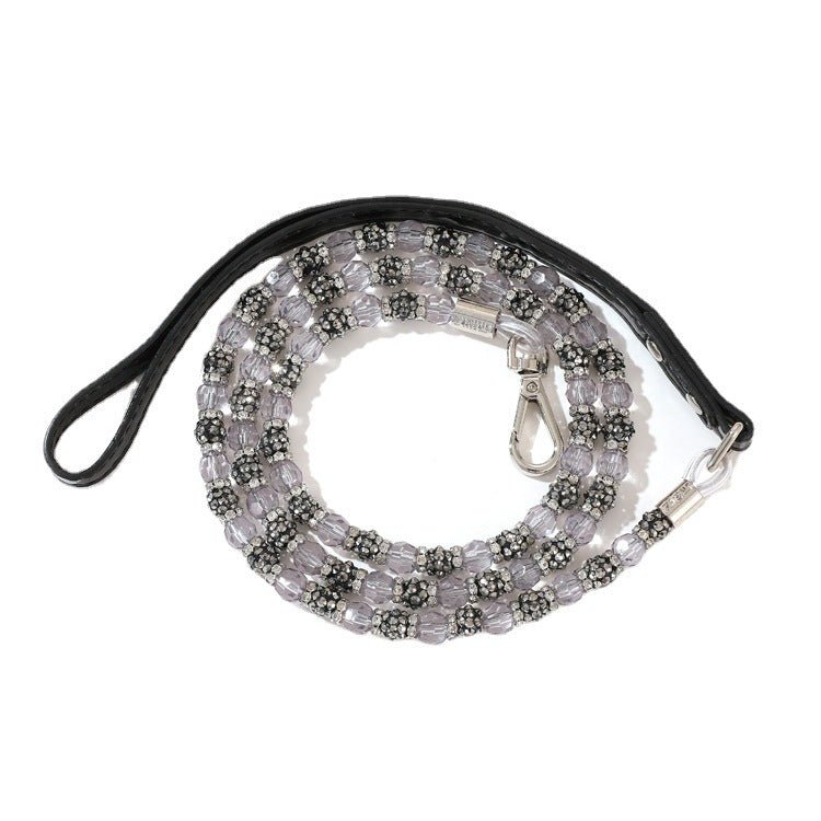 Dog Collar Leash Set Adjustable Bling Rhinestones for Small Medium Puppy - PIKAPIKA