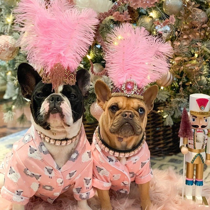 Dog Collar Rhinestone Necklace PU Leather Shiny Faux Diamond - PIKAPIKA