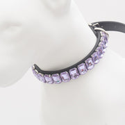 Dog Collar Rhinestone Necklace PU Leather Shiny Faux Diamond - PIKAPIKA
