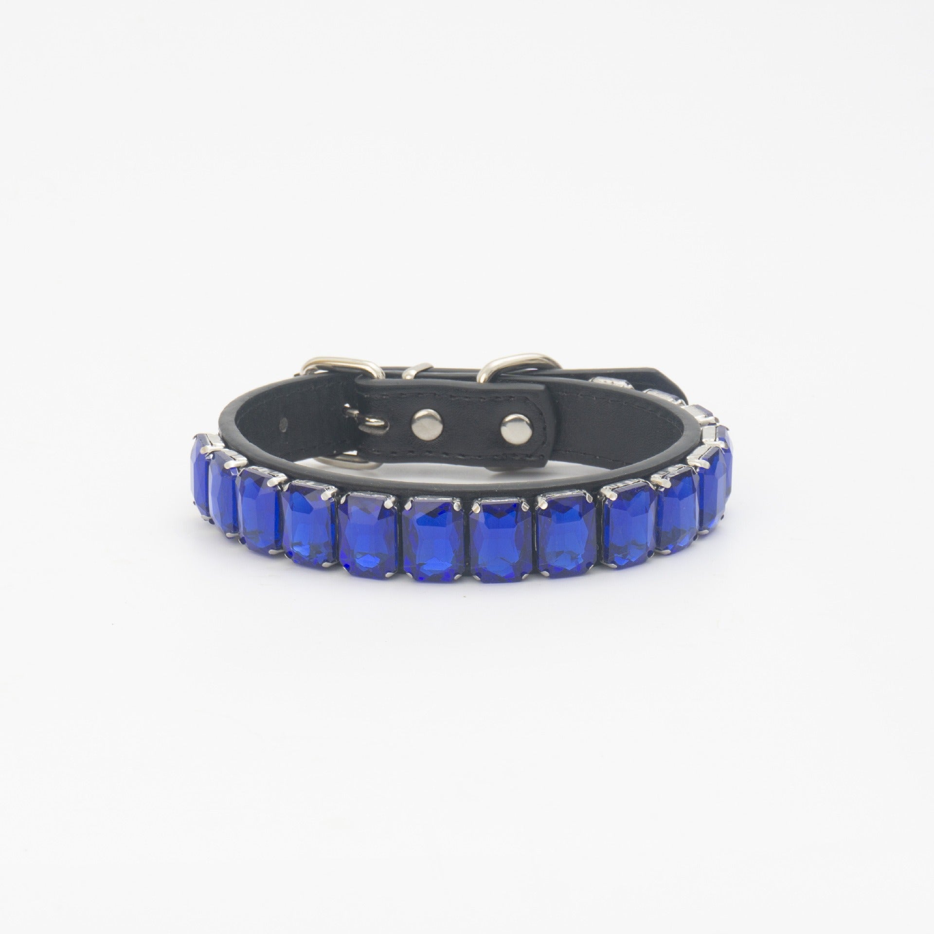 Dog Collar Rhinestone Necklace PU Leather Shiny Faux Diamond - PIKAPIKA